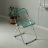 Fabulaxe Acrylic Folding Party Transparent Chair with Double Hinged Back, Indoor Outdoor, Blue QI004452.BL
